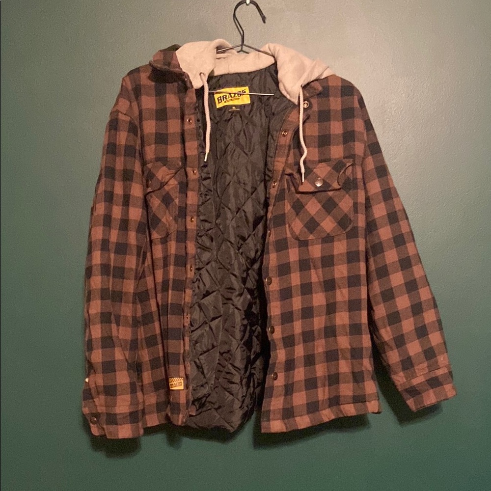 Brazos Black and Brown Plaid Quilted Jacket